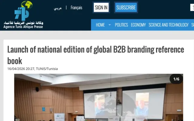 TAP News Agency article: Launch of national edition of global B2B branding reference book